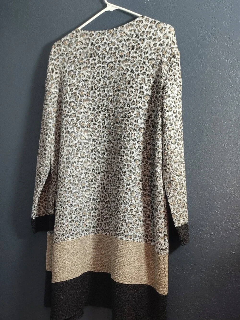 Leopard-Print Open Front Cardigan Travelers Collection Chico Size 2 Size L